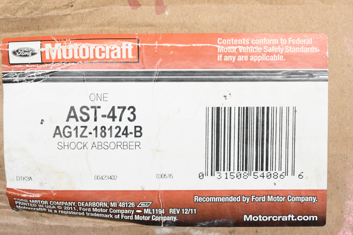 New OEM Motorcraft AST-473, AG1Z-18124-B Left Front Strut Kit NOS