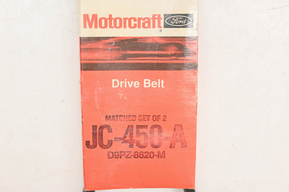 New OEM Motorcraft JC-450-A, D9PZ-8620-M, JC450A Matched Seat Accessory Drive Belts Qty 2 NOS