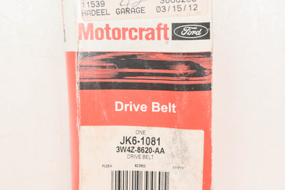 New OEM Motorcraft JK6-1081, 3W4Z-8620-AA, JK61081 Serpentine Belt NOS