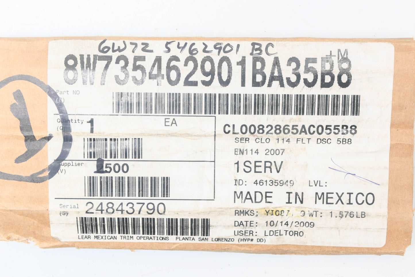 New OEM Ford 6W7Z-5462901-BC, 8W735462901BA35B8 Front Left Seat Cushion Cover NOS