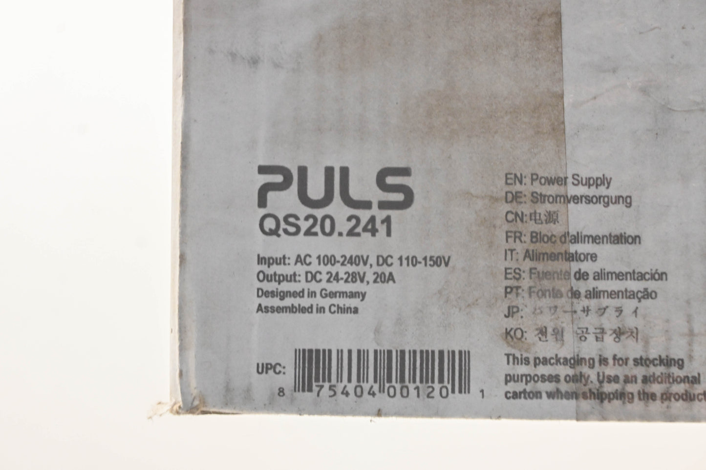 Puls QS20.241 QS20 DC Power Supply 24vdc 20a 480w NOS