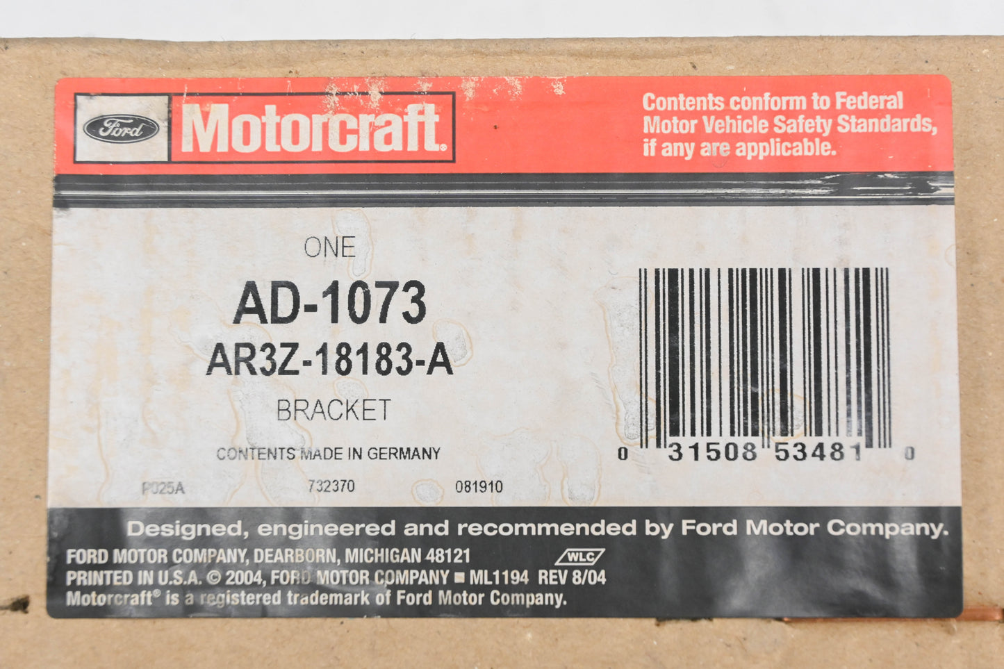 New OEM Ford AD-1073, AR3Z-18183-A, AD1073 Front Upper Shock Absorber Bracket NOS