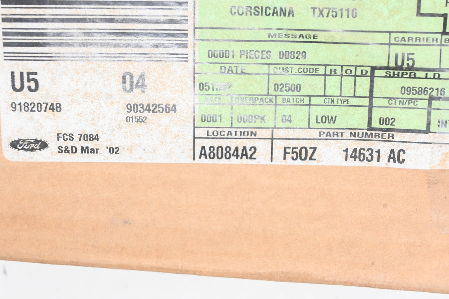 New OEM Ford F50Z-14631-AC, F50B-14631-AC Jumper Wiring Harness NOS