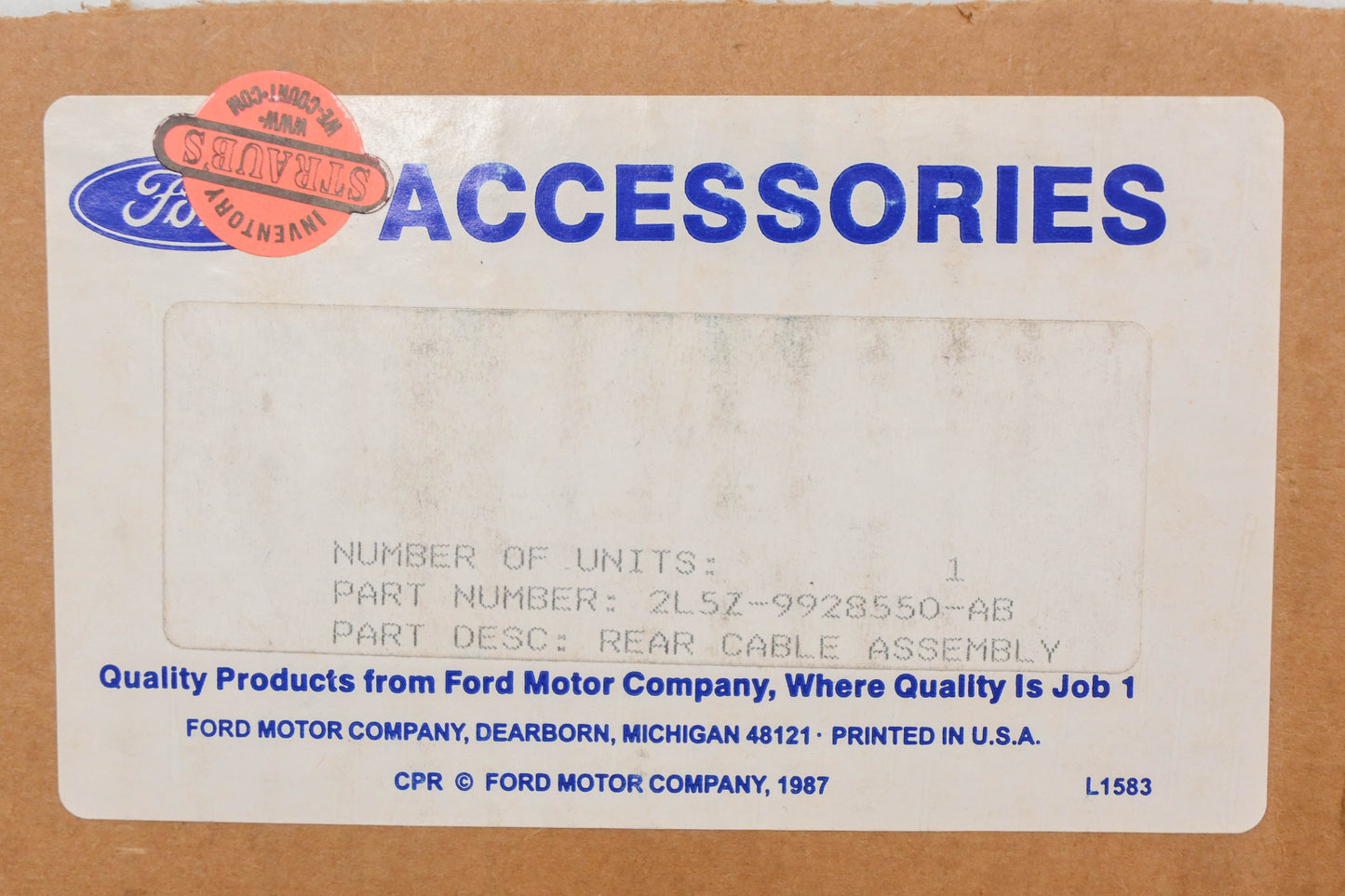 New OEM Ford 2L5Z-9928550-AB Rear Release Cable Assembly NOS
