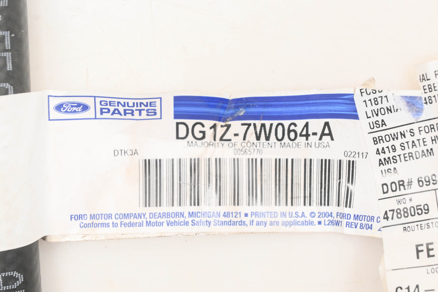 New OEM Ford DG1Z-7W064-A Oil Cooler Hose Assembly NOS