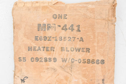 New OEM Motorcraft MM-441, E69Z-18527-A, E99F-18527-BA Heater Blower Motor NOS