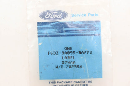 New OEM Ford F6DZ-9A095-BAFFV Fuel Label Decal NOS