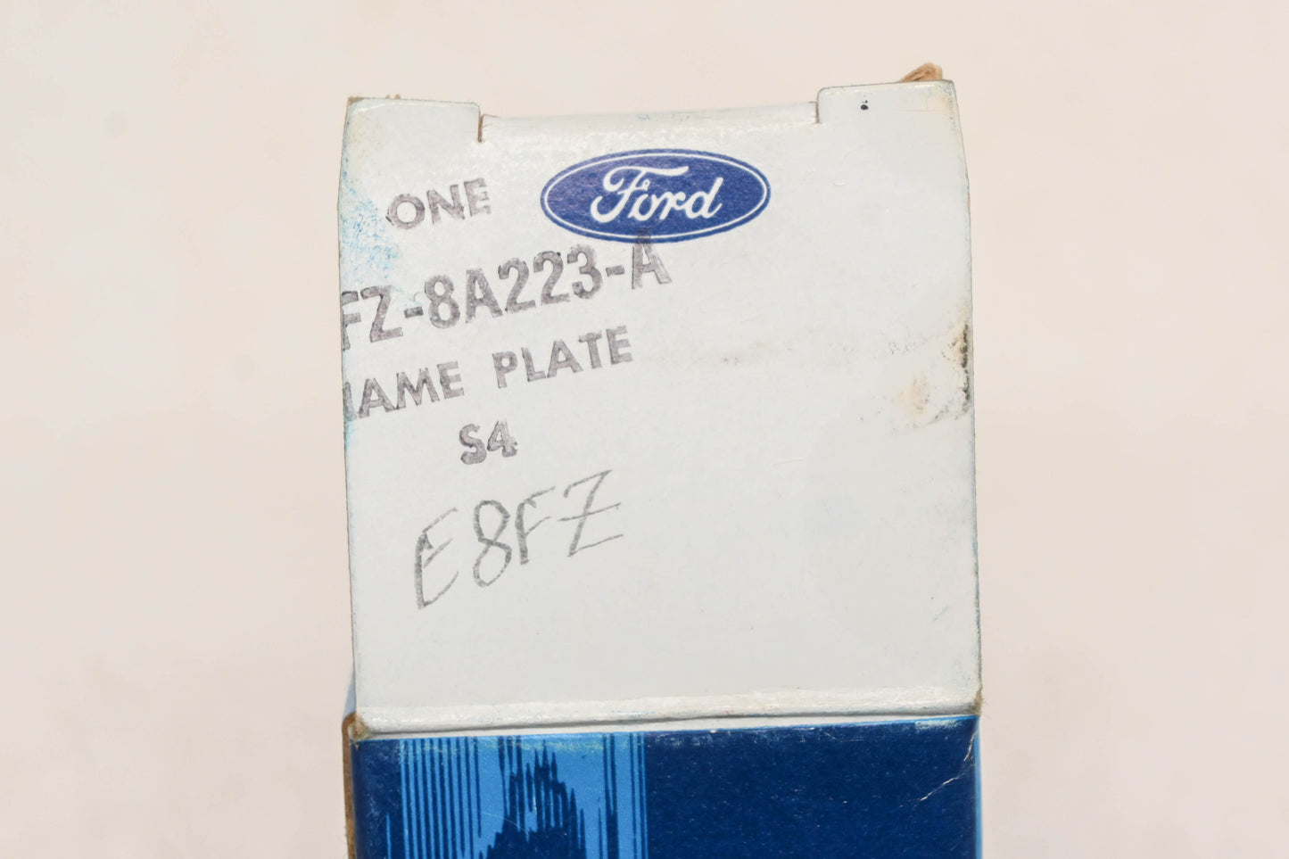 New OEM Ford E8FZ-8A223-A, E8EB-8C020-A Front Grille Nameplate Emblem NOS