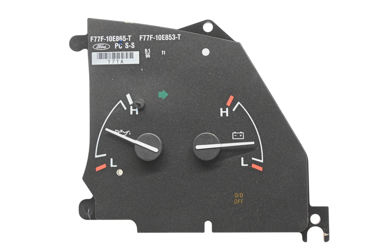 New OEM Ford F77F-10E865-T, F77F-10E853-T Oil Pressure / Voltage Gauge Panel NOS