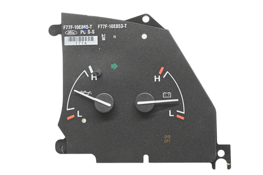 New OEM Ford F77F-10E865-T, F77F-10E853-T Oil Pressure / Voltage Gauge Panel NOS