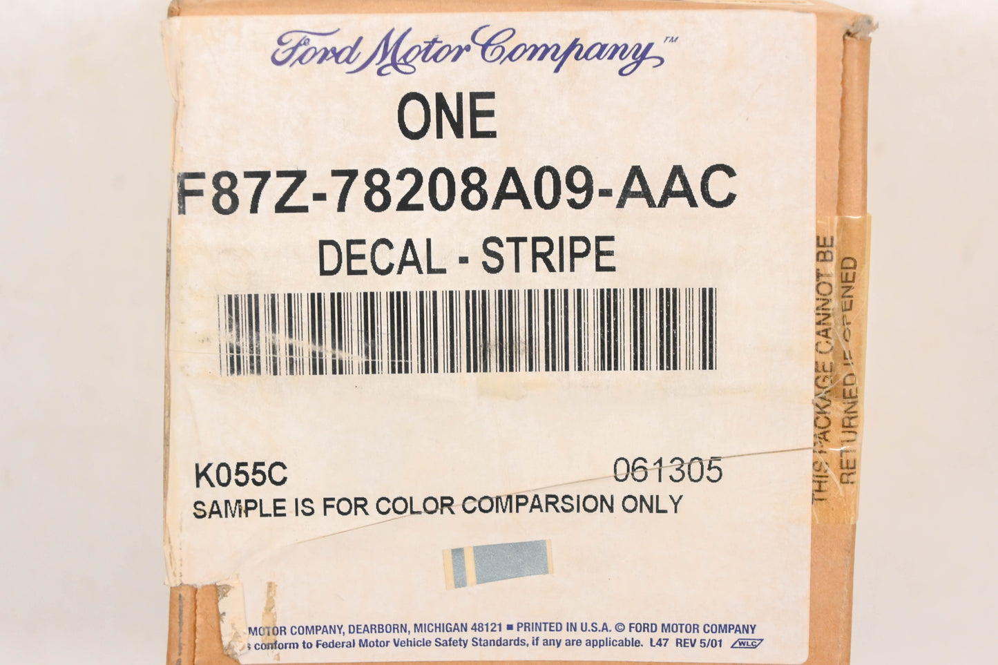 New OEM Ford F87Z-78208A09-AAC Left Side Stripe Decal NOS