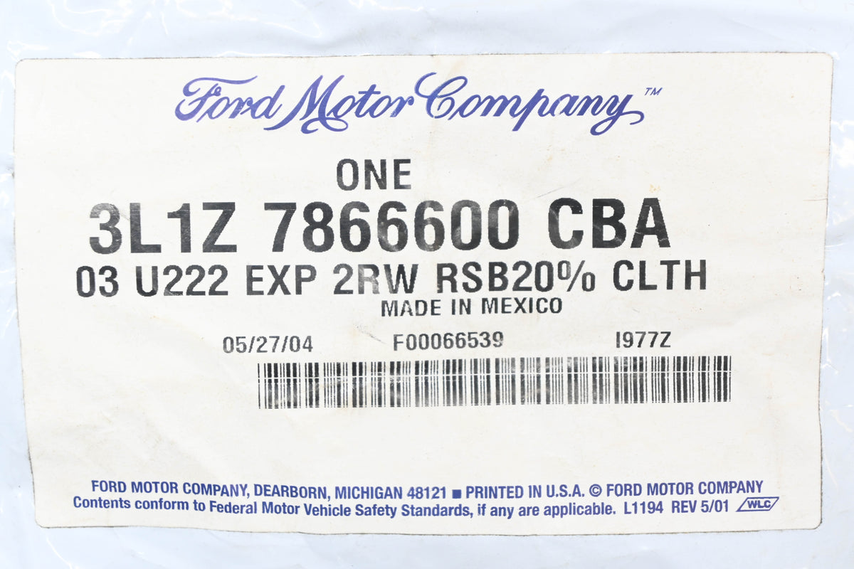 New OEM Ford 3L1Z-7866600-CBA Rear Seat Back Cover Assembly NOS