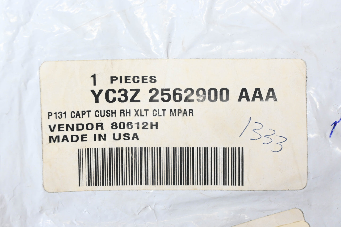 New OEM Ford YC3Z-2562900-AAA Right Seat Cushion Cover Assembly NOS