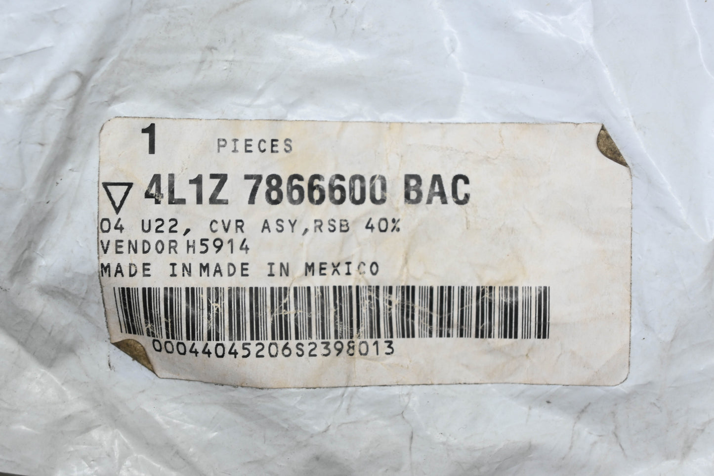 New OEM Ford 4L1Z-7866600-BAC Rear Right Seat Back Cover Assembly NOS