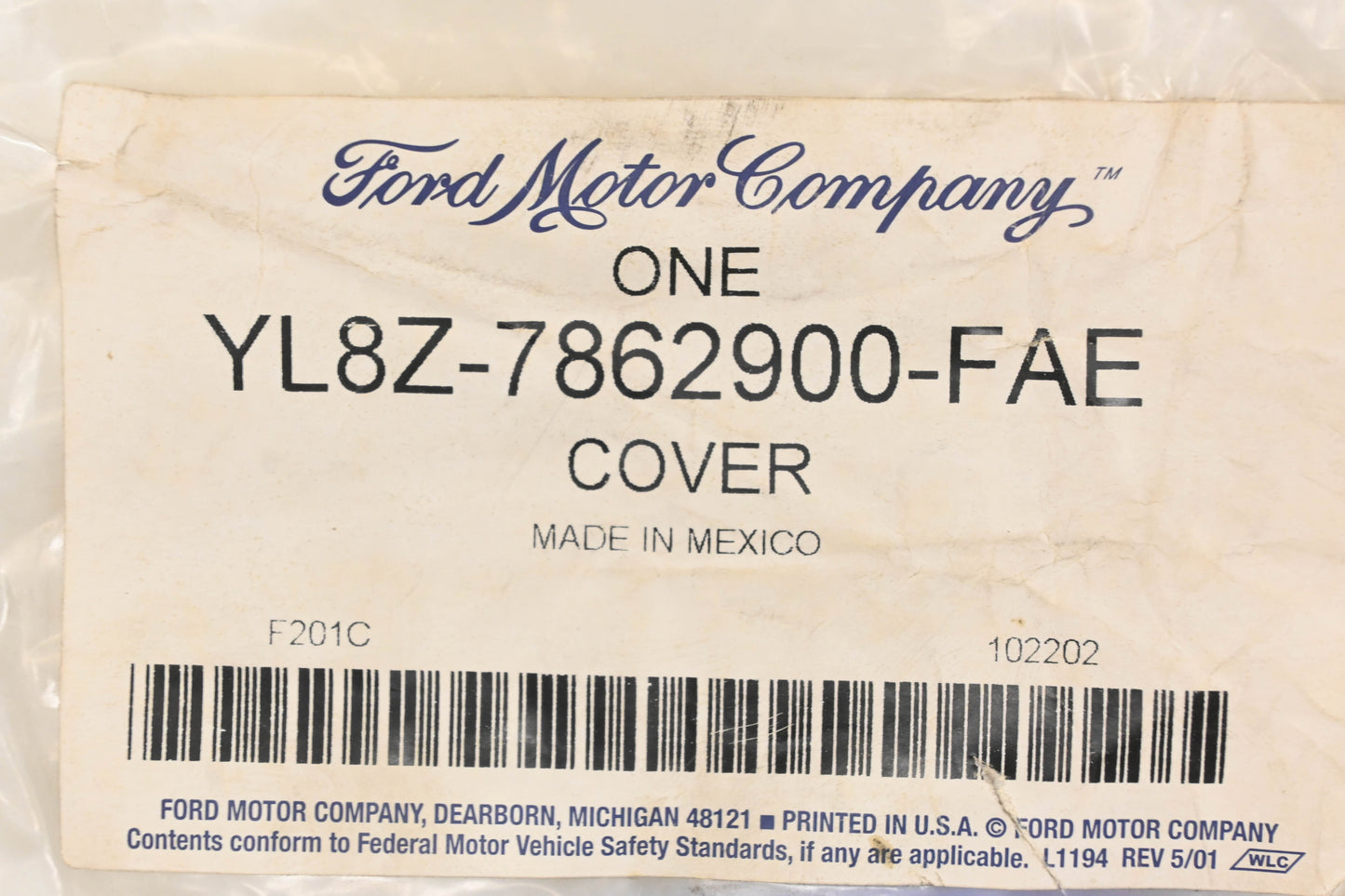 New OEM Ford YL8Z-7862900-FAE Front Seat Cushion Cover NOS