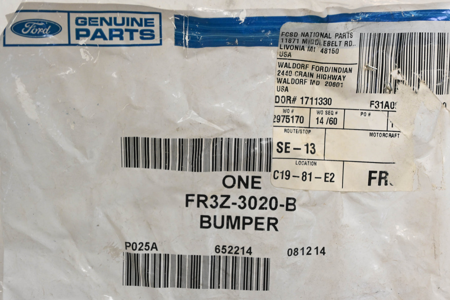 New OEM Ford FR3Z-3020-B Suspension Bumper NOS