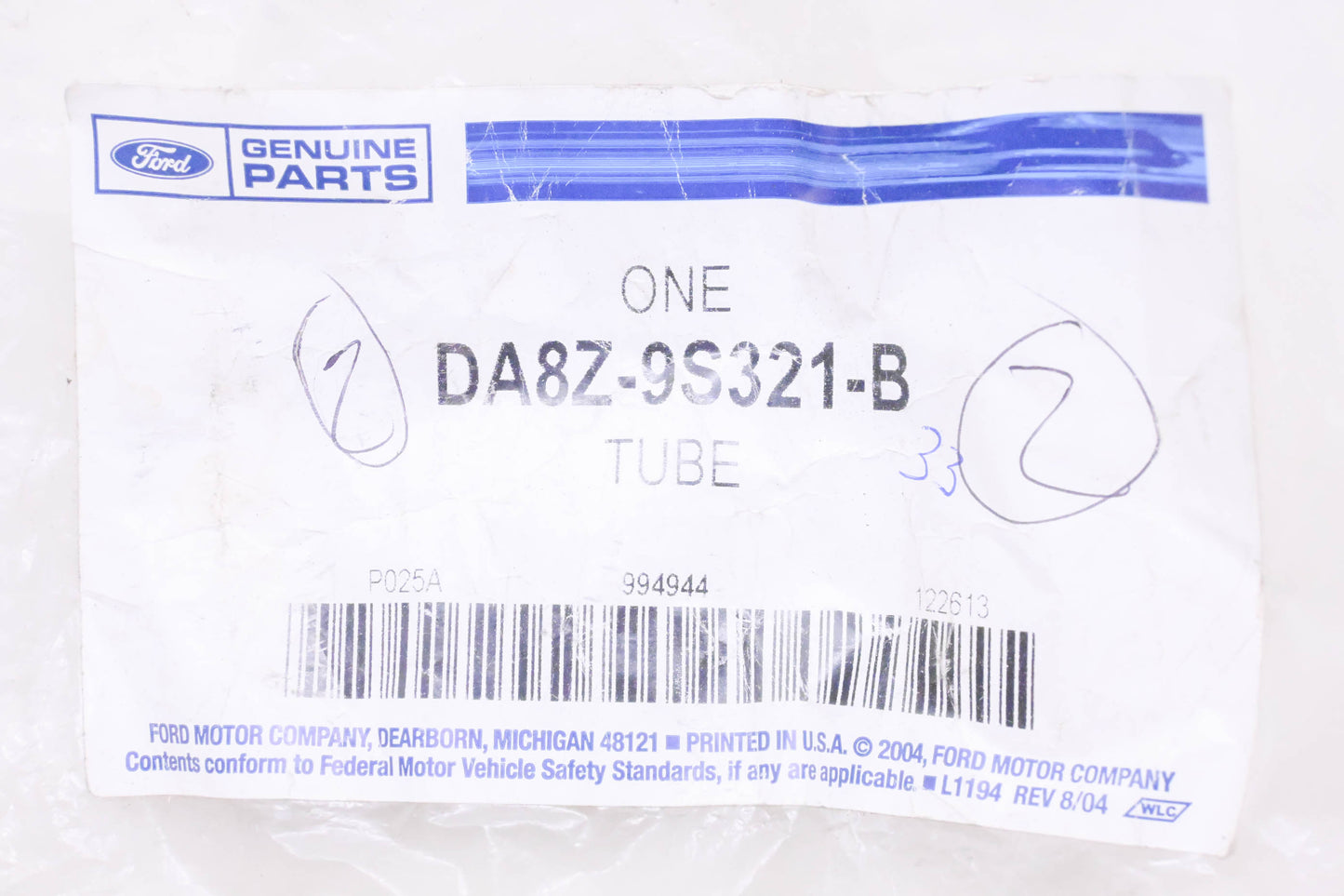 New OEM Ford DA8Z-9S321-B Vapor Hose NOS