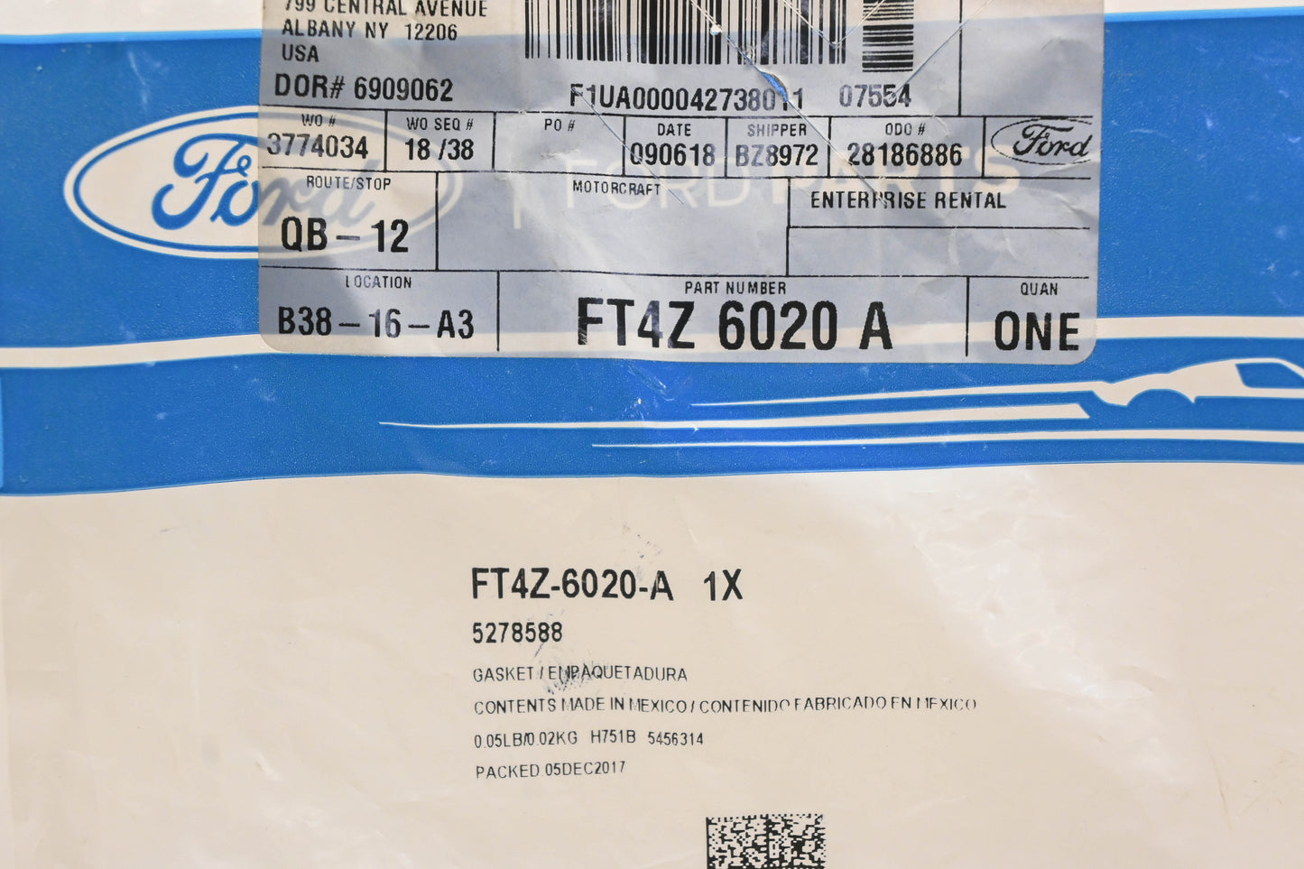 New OEM Ford FT4Z-6020-A Oil Cooler Gasket NOS