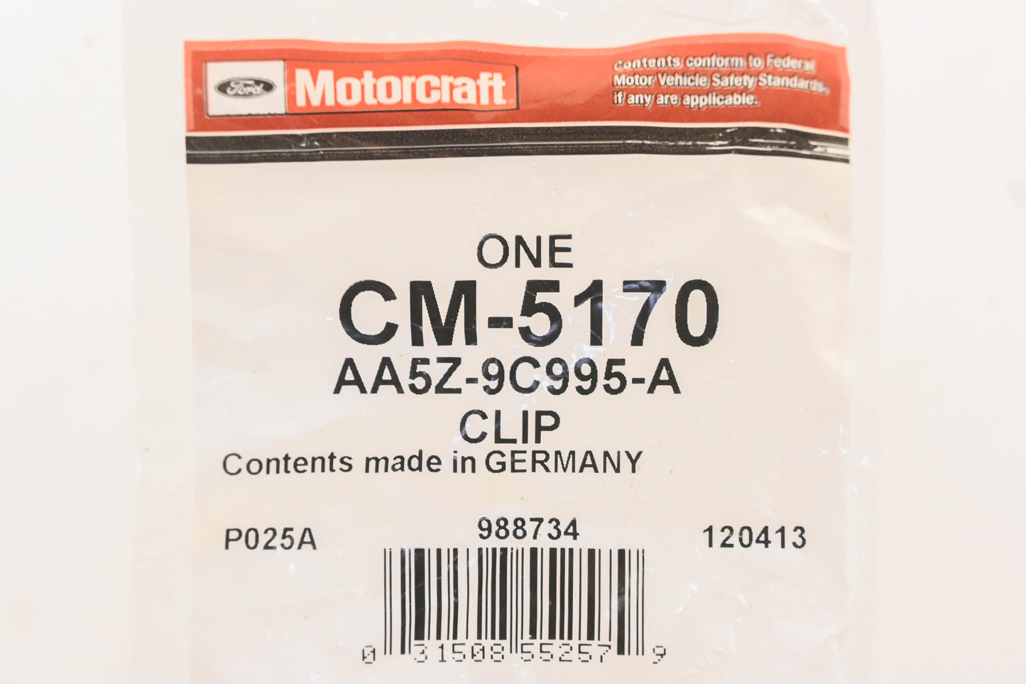 New OEM Motorcraft CM-5170, AA5Z-9C995-A, CM5170 Fuel Injector Clip NOS