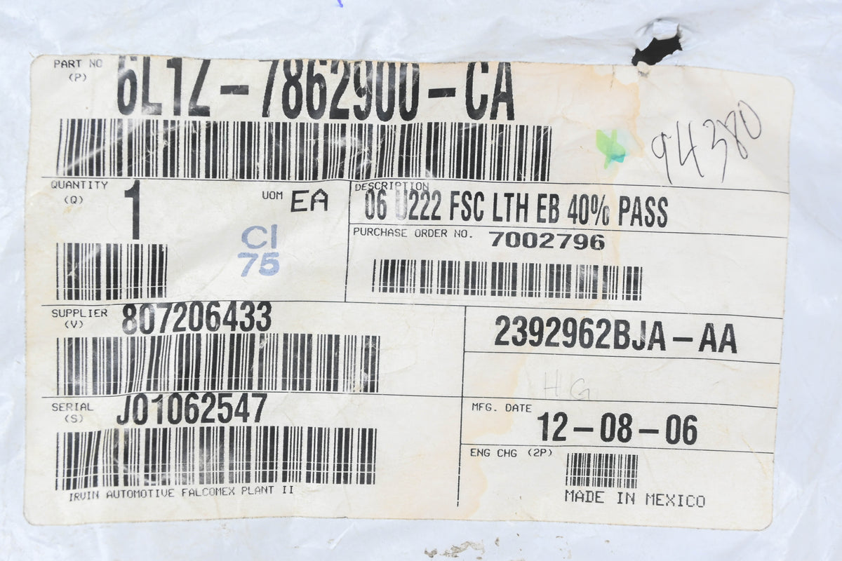 New OEM Ford 6L1Z-7862900-CA Front Right Seat Cushion Cover NOS
