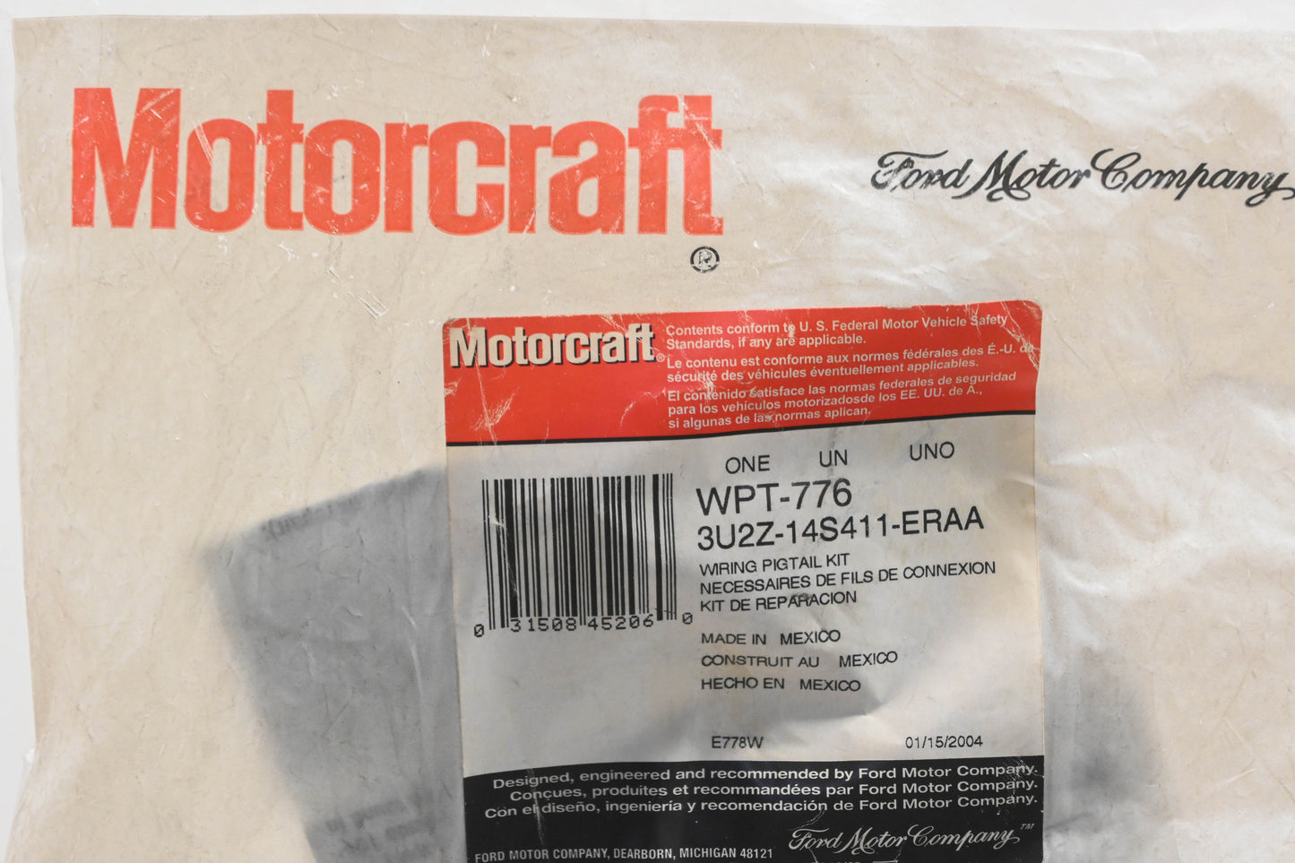 New OEM Motorcraft WPT-776, WPT776, 3U2Z-14S411-ERAA Knock Sensor Wiring Pigtail Kit NOS