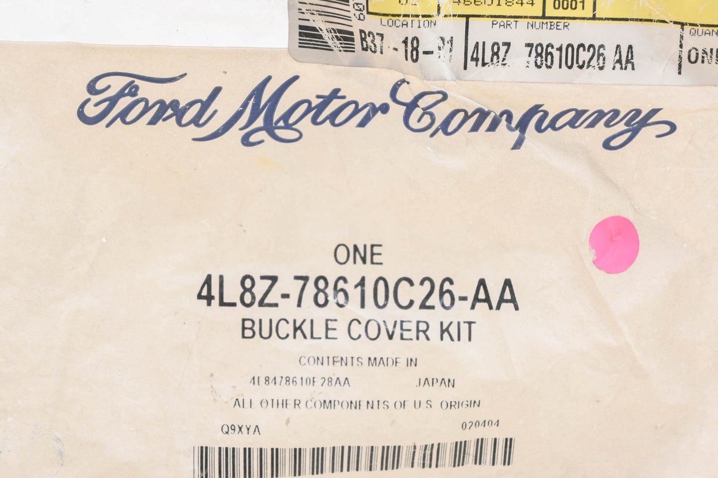 New OEM Ford 4L8Z-78610C26-AA Buckle Cover Kit NOS