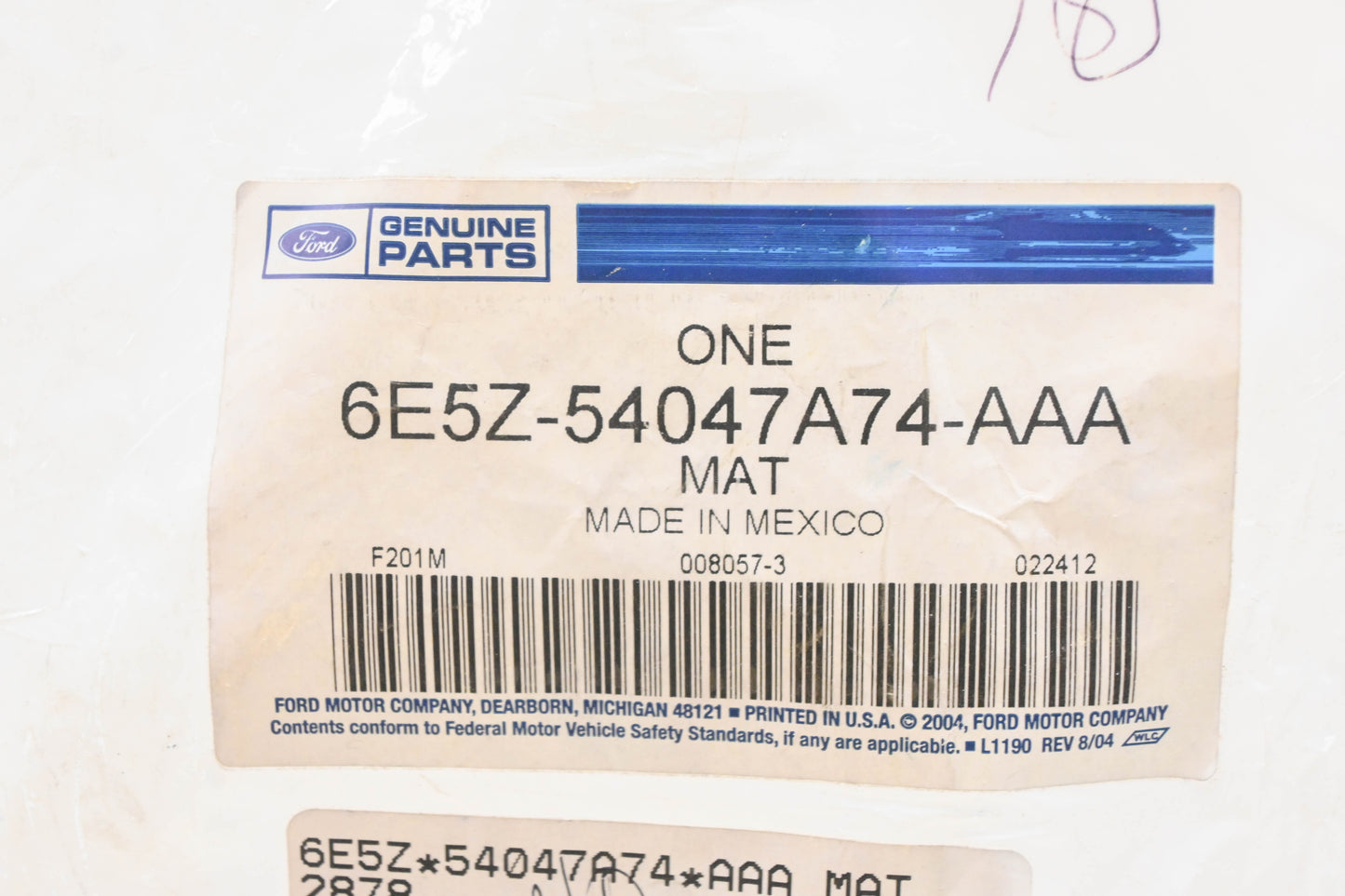 New OEM Ford 6E5Z-54047A74-AAA Cup Holder Insert Mat NOS