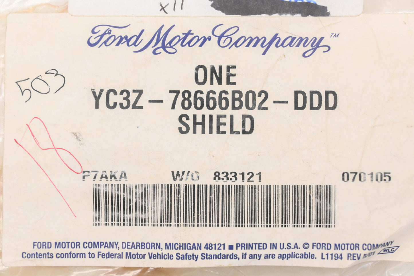 New OEM Ford YC3Z-78666B02-DDD Lower Right Seat Cover NOS