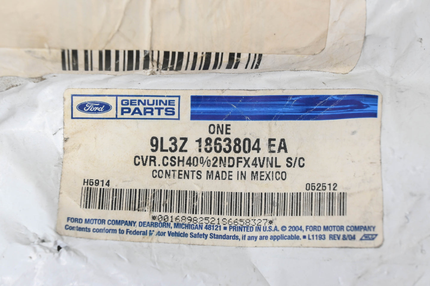 New OEM Ford 9L3Z-1863804-EA Rear Right Seat Cushion Cover NOS