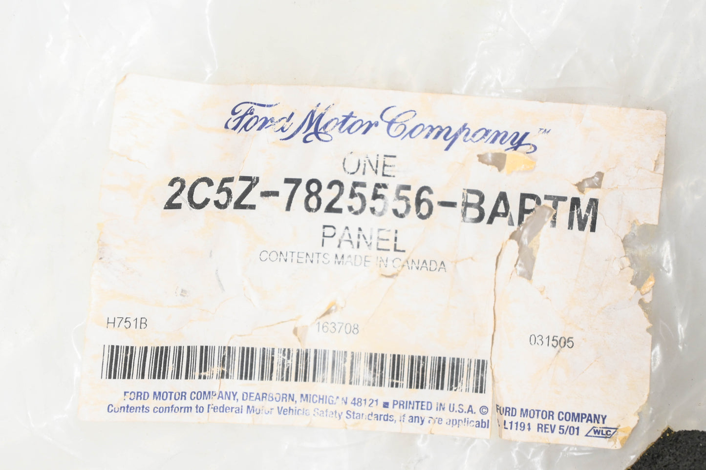 New OEM Ford 2C5Z-7825556-BAPTM Rear Right Door Outside Moulding NOS