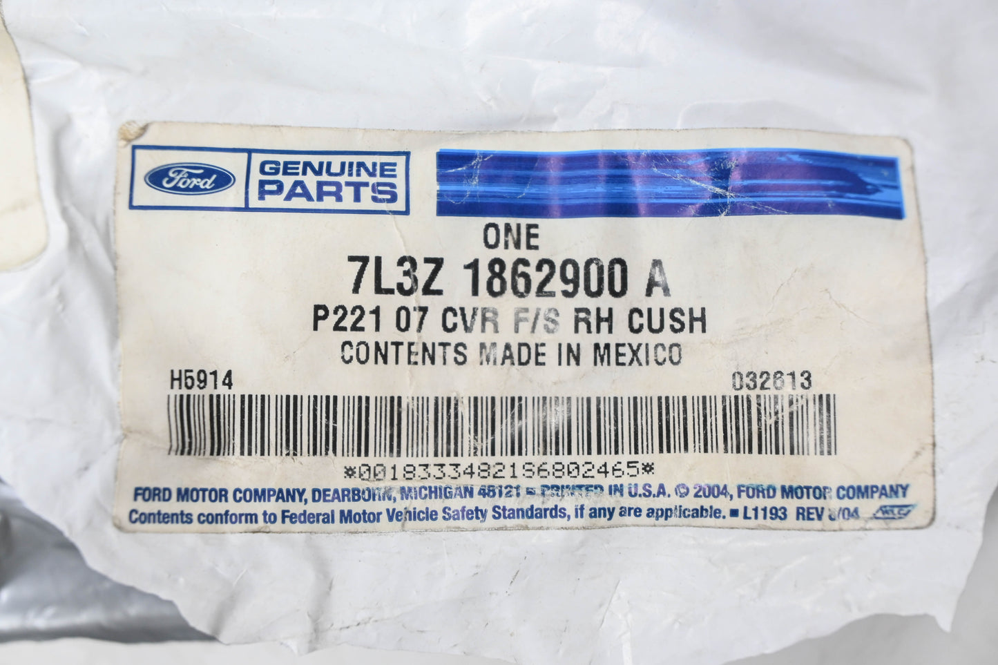New OEM Ford 7L3Z-1862900-A Front Right Seat Cushion Cover NOS