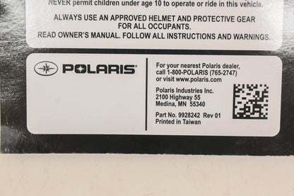 OEM Polaris 9928242 2018 RZR170 Owner's Manual