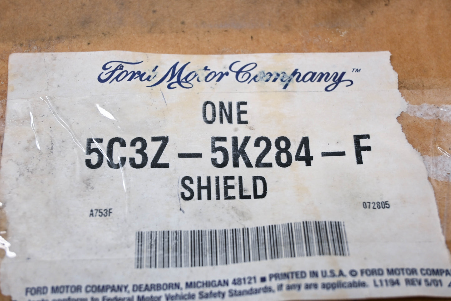 New OEM Ford 5C3Z-5K284-F Shield NOS