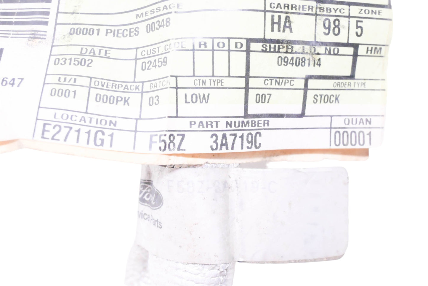 New OEM Ford F58Z-3A719-C Power Steering Pressure Line Hose NOS