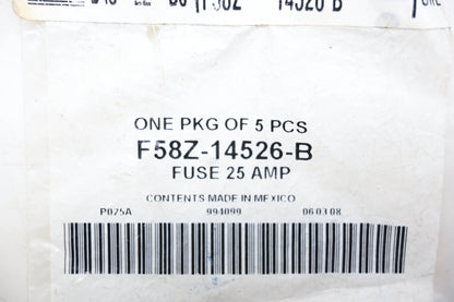 New OEM Ford F58Z-14526-B 25 Amp Fuses Qty 5 NOS