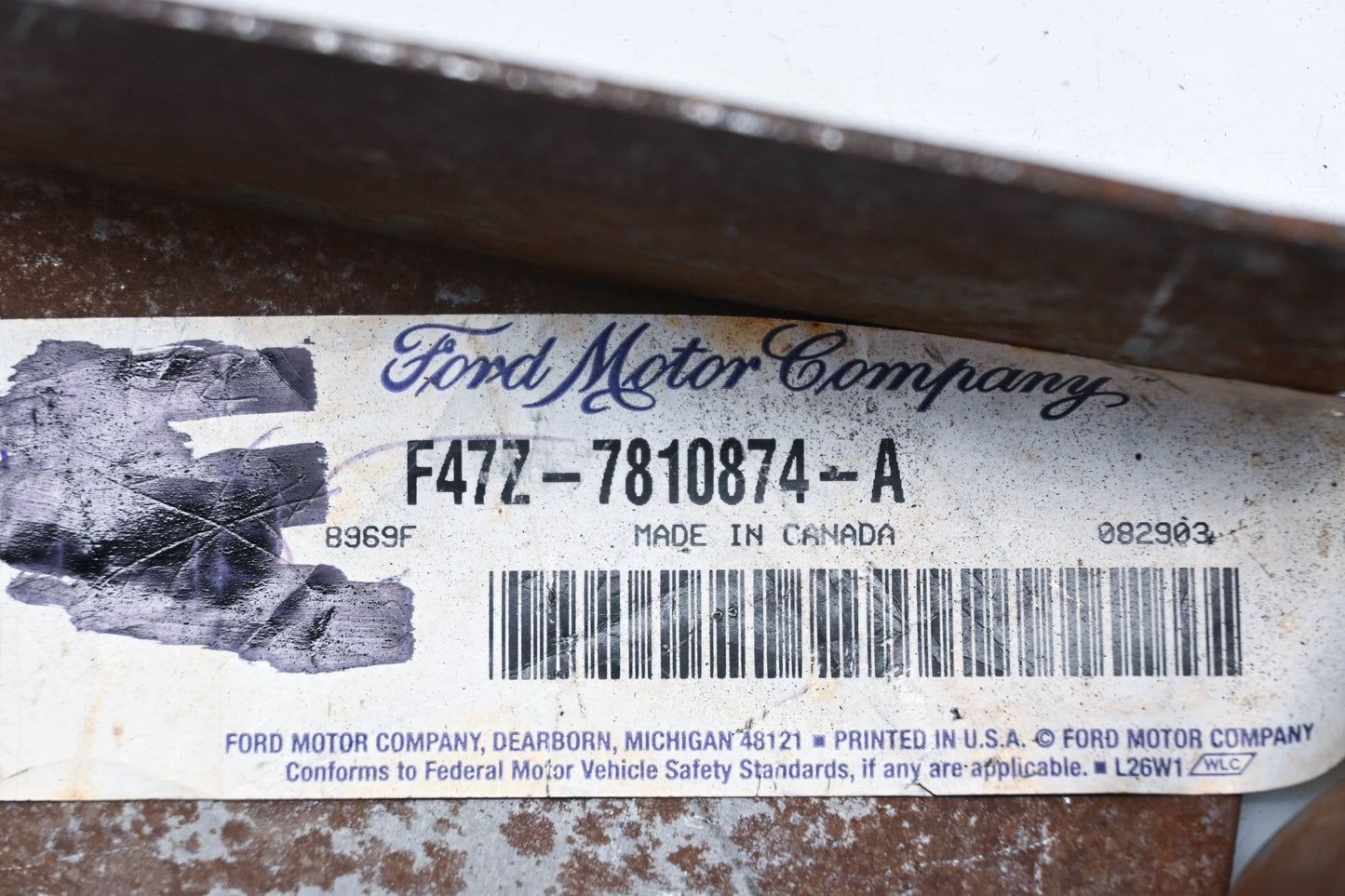 New OEM Ford F47Z-7810874-A Rear Left Sill Spacer NOS