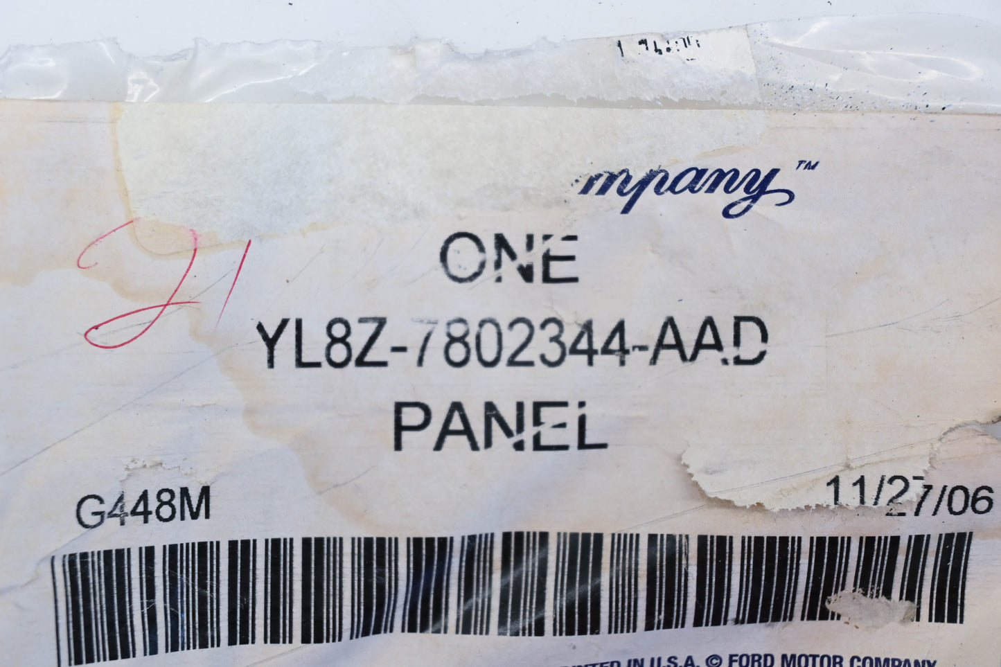 New OEM Ford YL8Z-7802344-AAD Rear Right Interior Trim Panel NOS