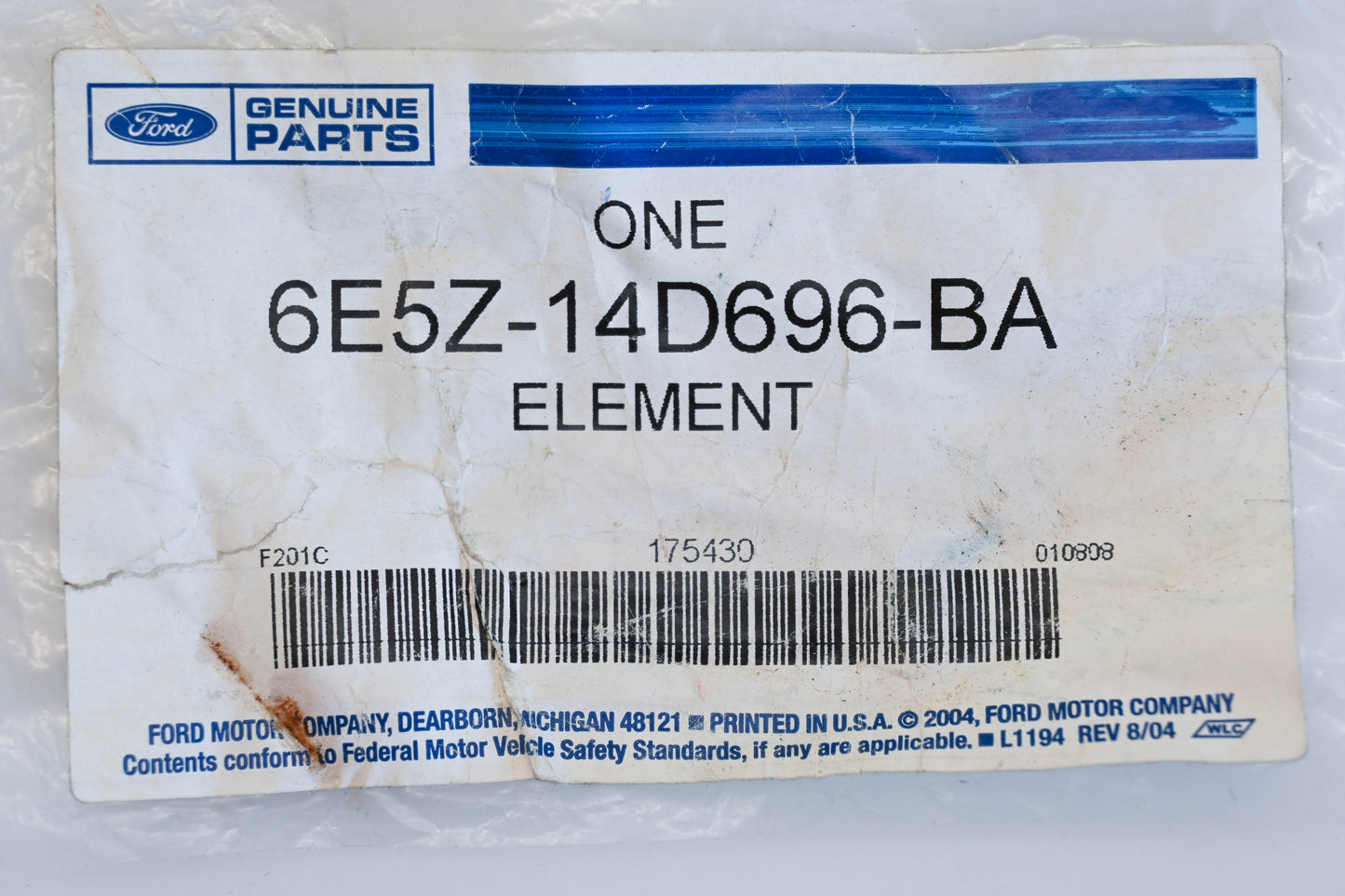 New OEM Ford 6E5Z-14D696-BA, 6E53-14D696-AA, L003-1197-AC Seat Heater Element Assembly NOS