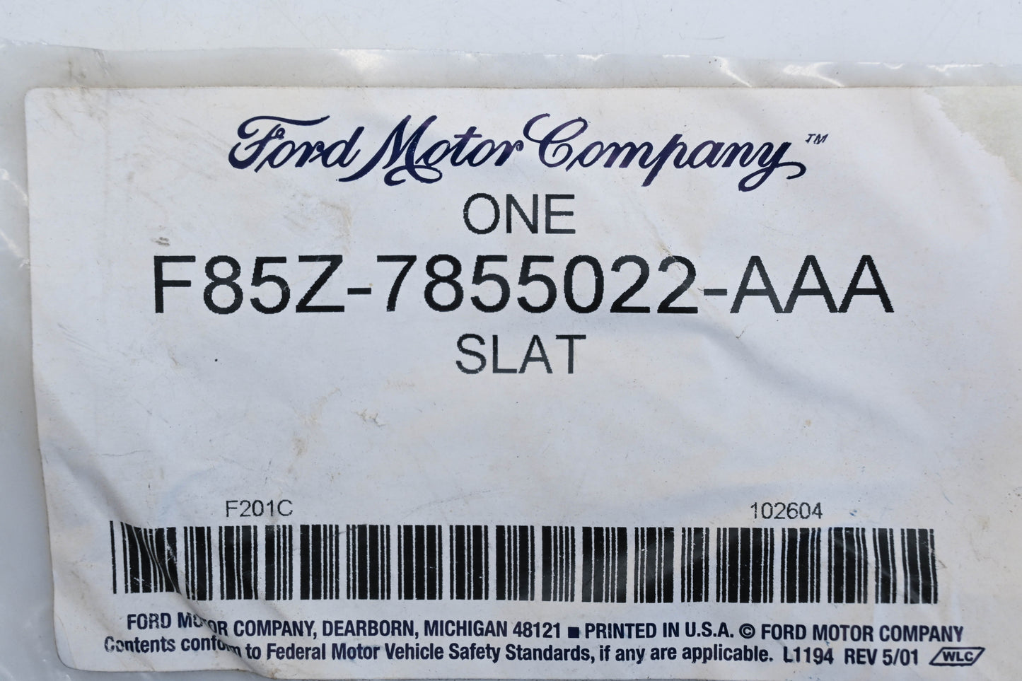 New OEM Ford F85Z-7855022-AAA 98-02 Lincoln Navigator Roof Rack Slat NOS