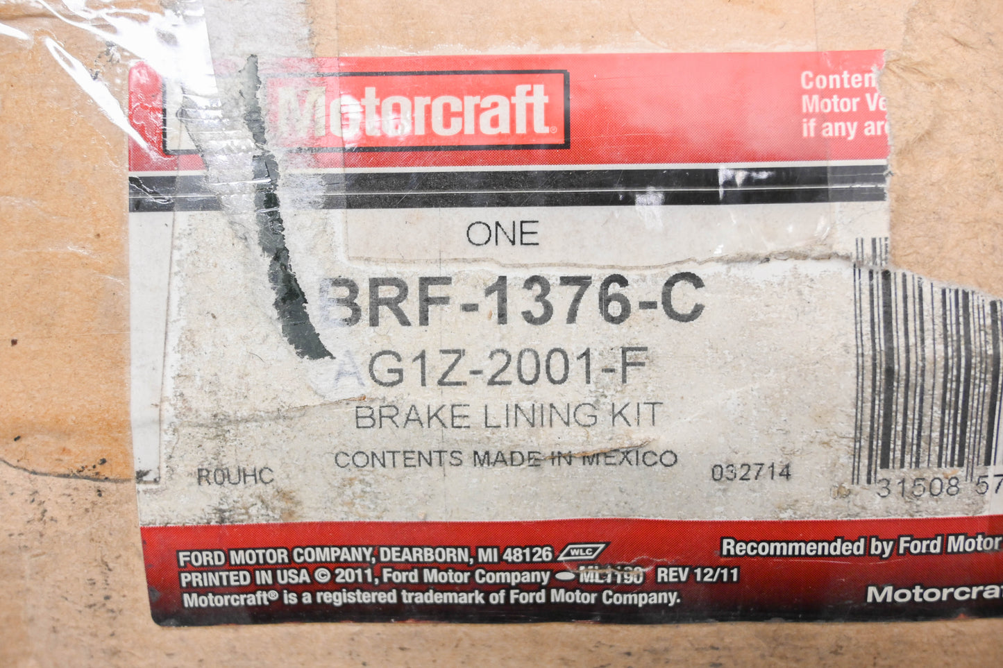 New OEM Motorcraft BRF-1376-C, AG1Z-2001-F Front Ceramic Brake Pad Kit NOS