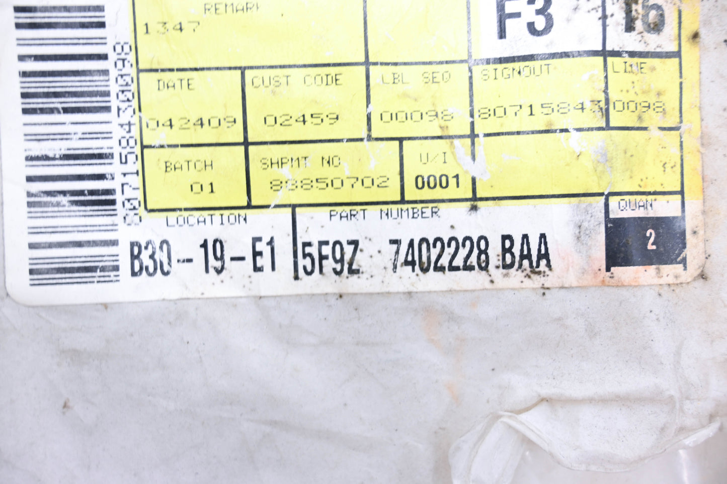 New OEM Ford 5F9Z-7402228-BAA Extension NOS