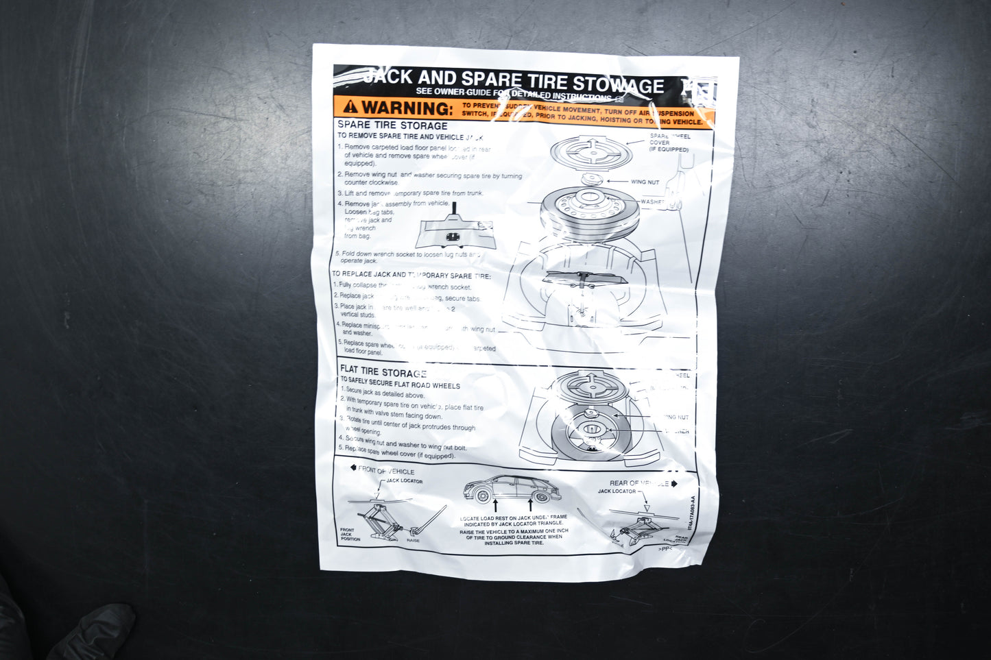 New OEM Ford 8T4Z-17A083-A Jack Use Instructions Decal NOS