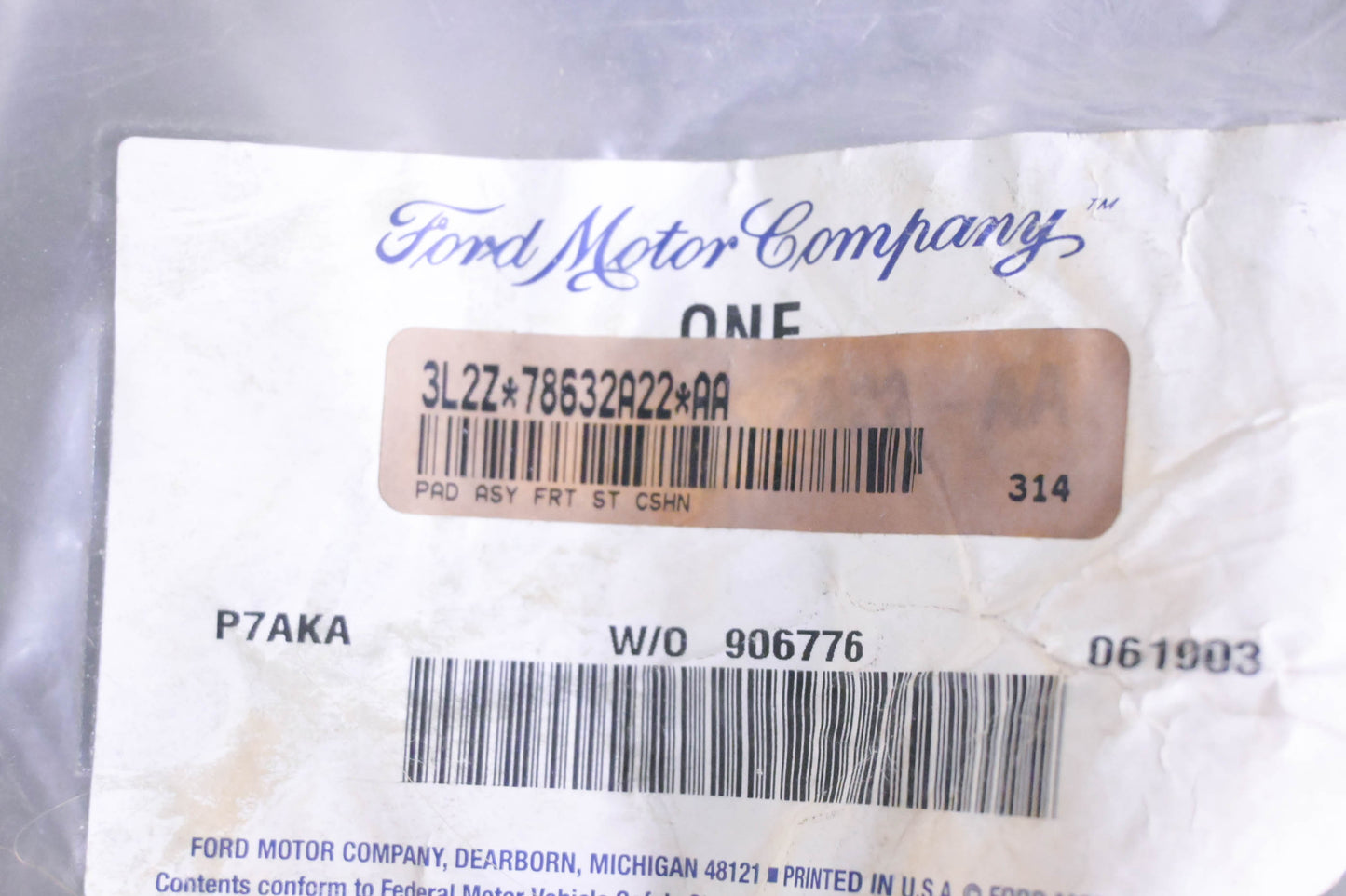 New OEM Ford 3L2Z-78632A22-AA Seat Cushion Pad NOS