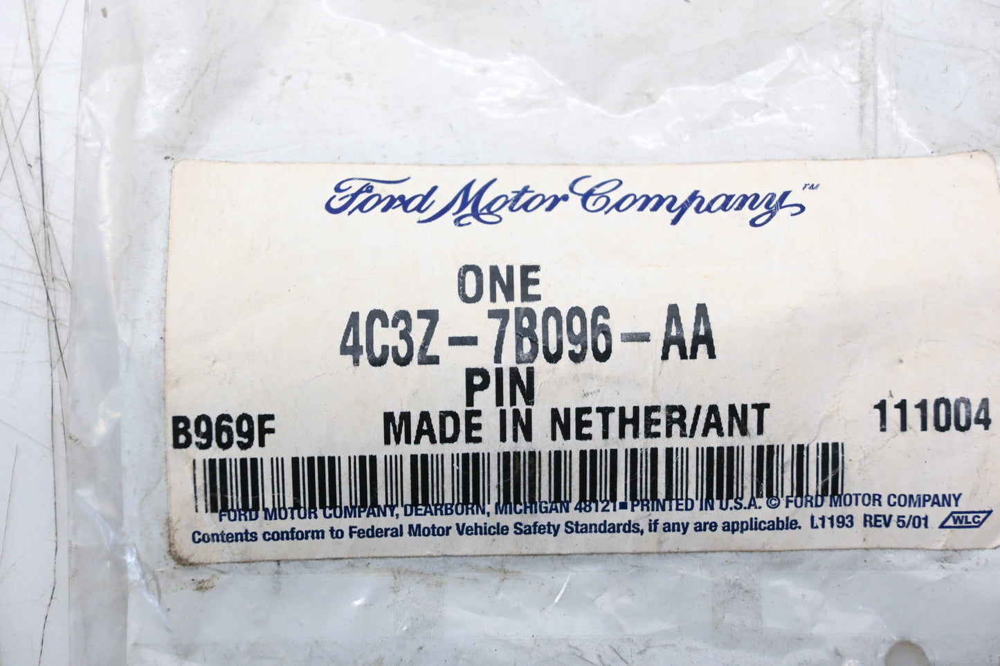 New OEM Ford 4C3Z-7B096-AA Straight Pin NOS