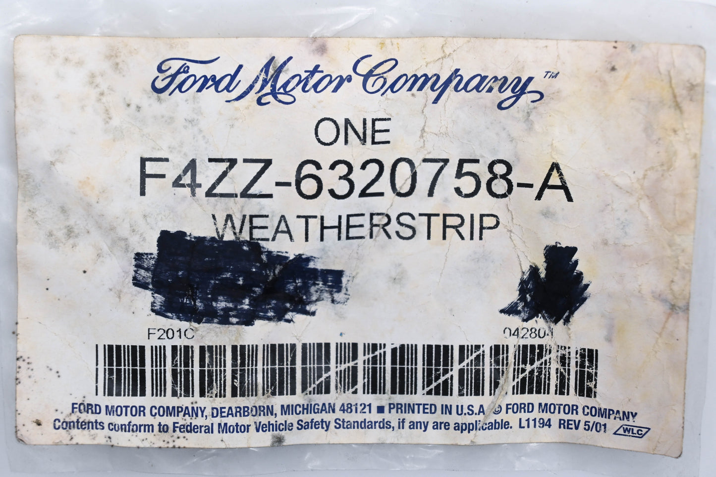 New OEM Ford F4ZZ-6320758-A 94-04 Mustang Right Door Weatherstrip Assembly NOS