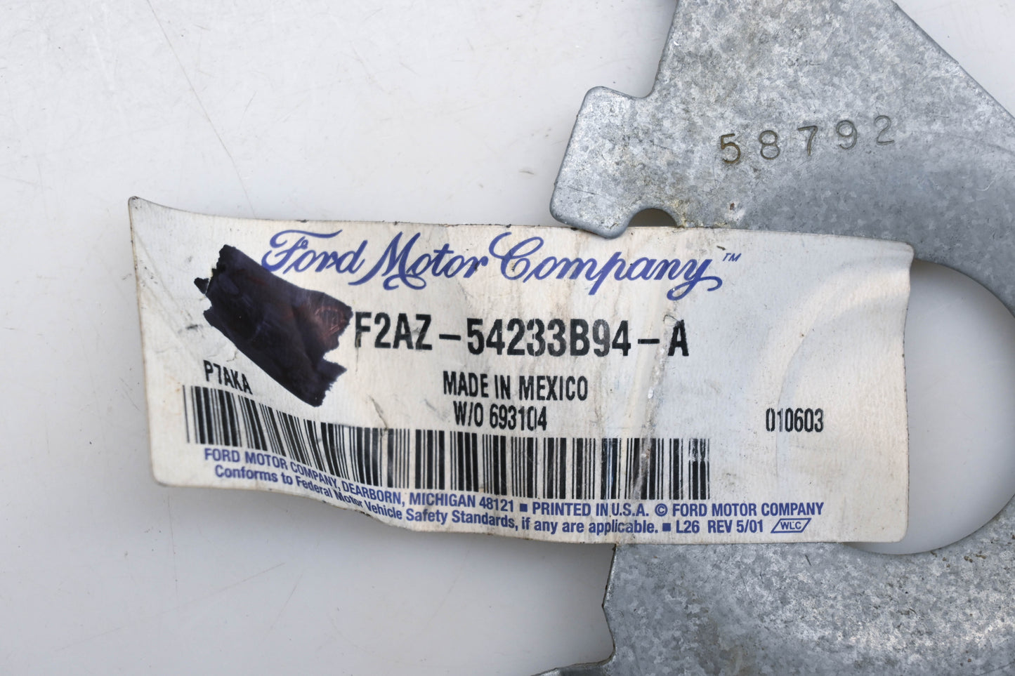 New OEM Ford F2AZ-54233B94-A, 58792 Window Motor Bracket NOS