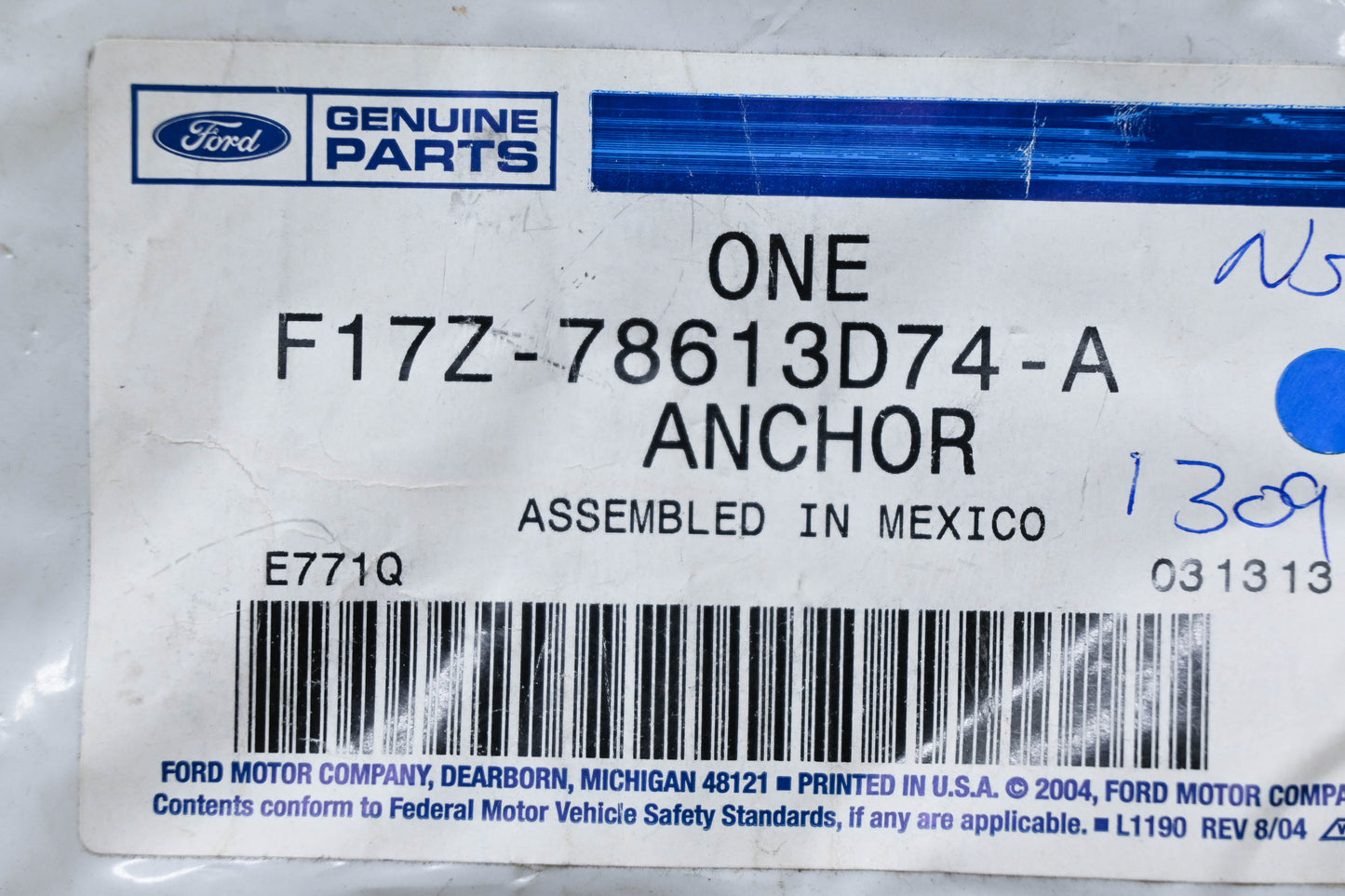 New OEM Ford F17Z-78613D74-A Child Seat Belt Tether Anchor Kit NOS