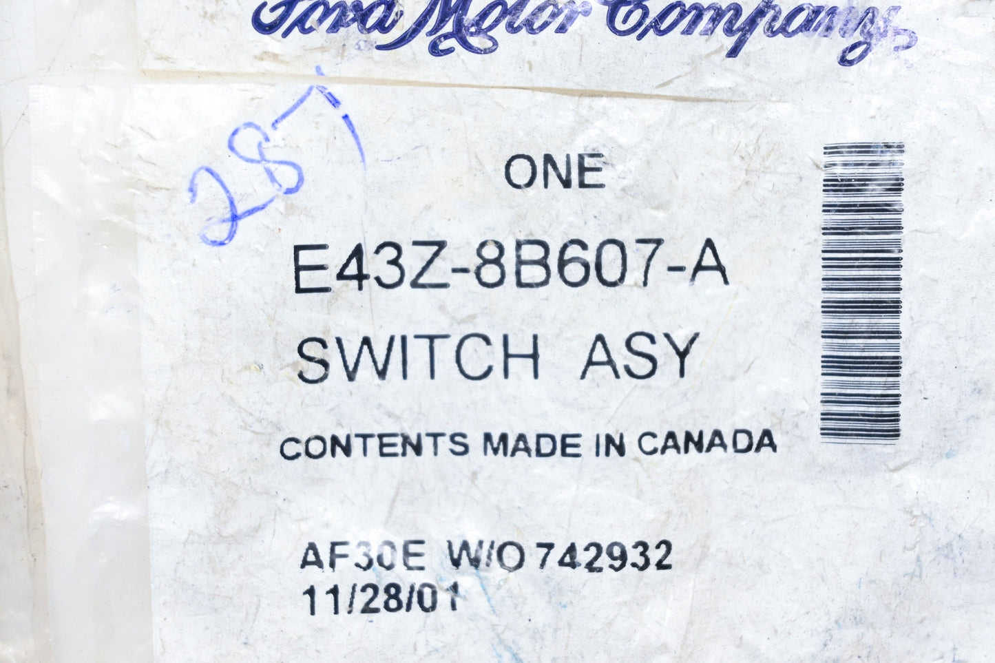 New OEM Ford E43Z-8B607-A Engine Cooling Fan Temp Switch NOS