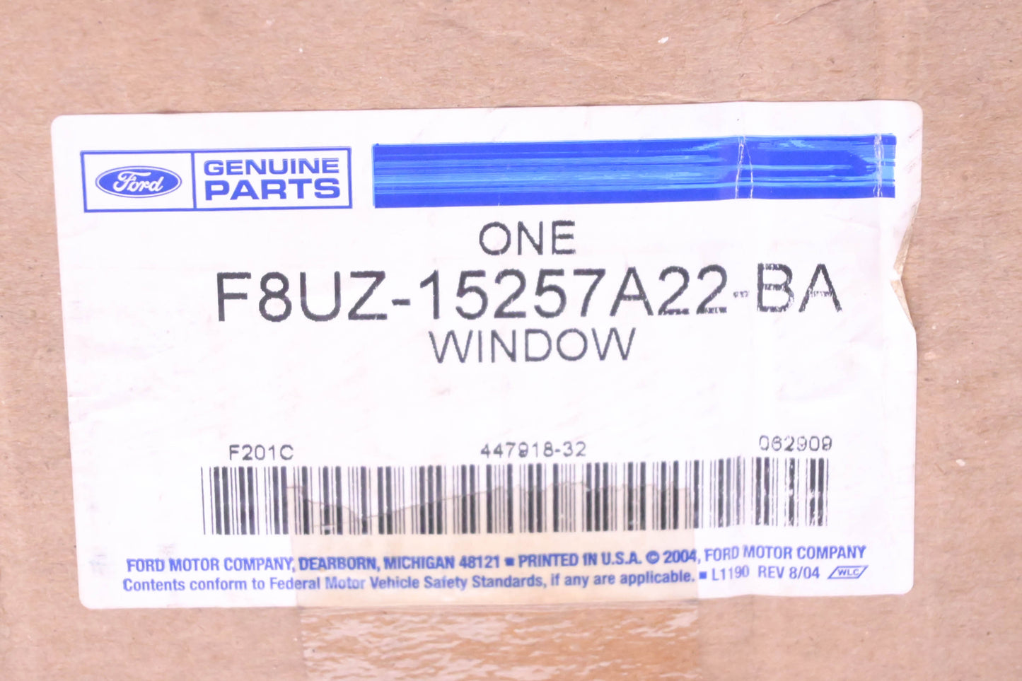 New OEM Ford F8UZ-15257A22-BA 1998-2006 Passenger Side Glass Assemble NOS