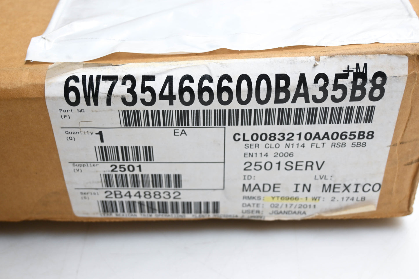 New OEM Ford 6W735466600BA35B8, 6W73-5466600-BA Rear Seat Back Cover Assembly NOS